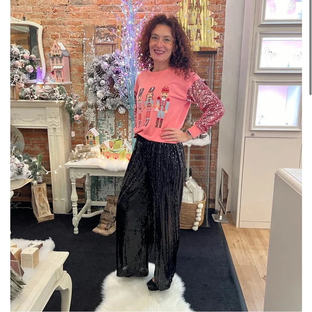 247. NWT Simply Southern Black Sparkle Pants - Picture 1 of 1